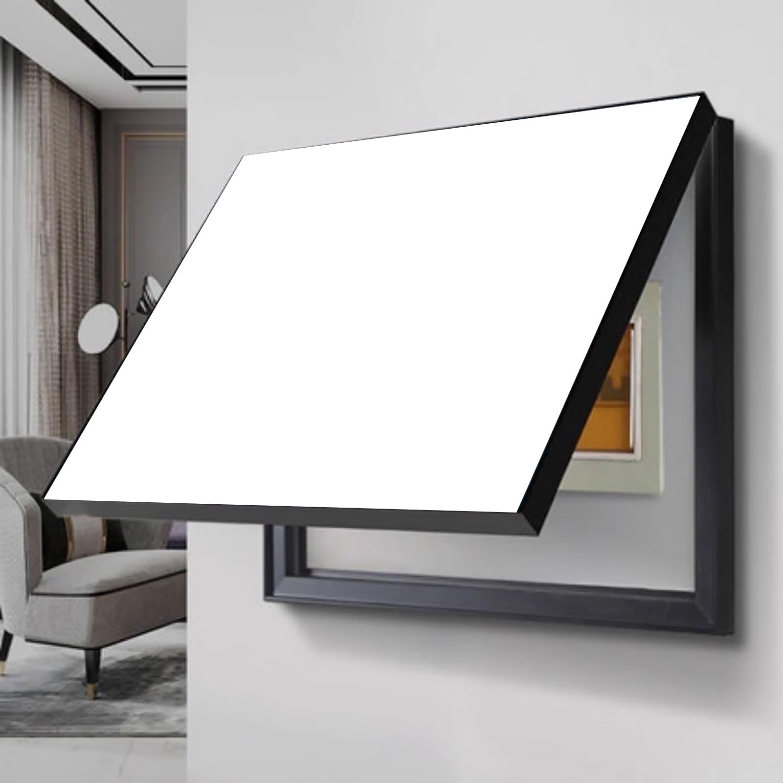 Copri Cassaforte a Muro Copertura Decorativa per Scatola Interruttori Nascosta per Homeline, Copertura per Contatore Elettrico da Esterno in Legno e PVC, Coperchio a Riba