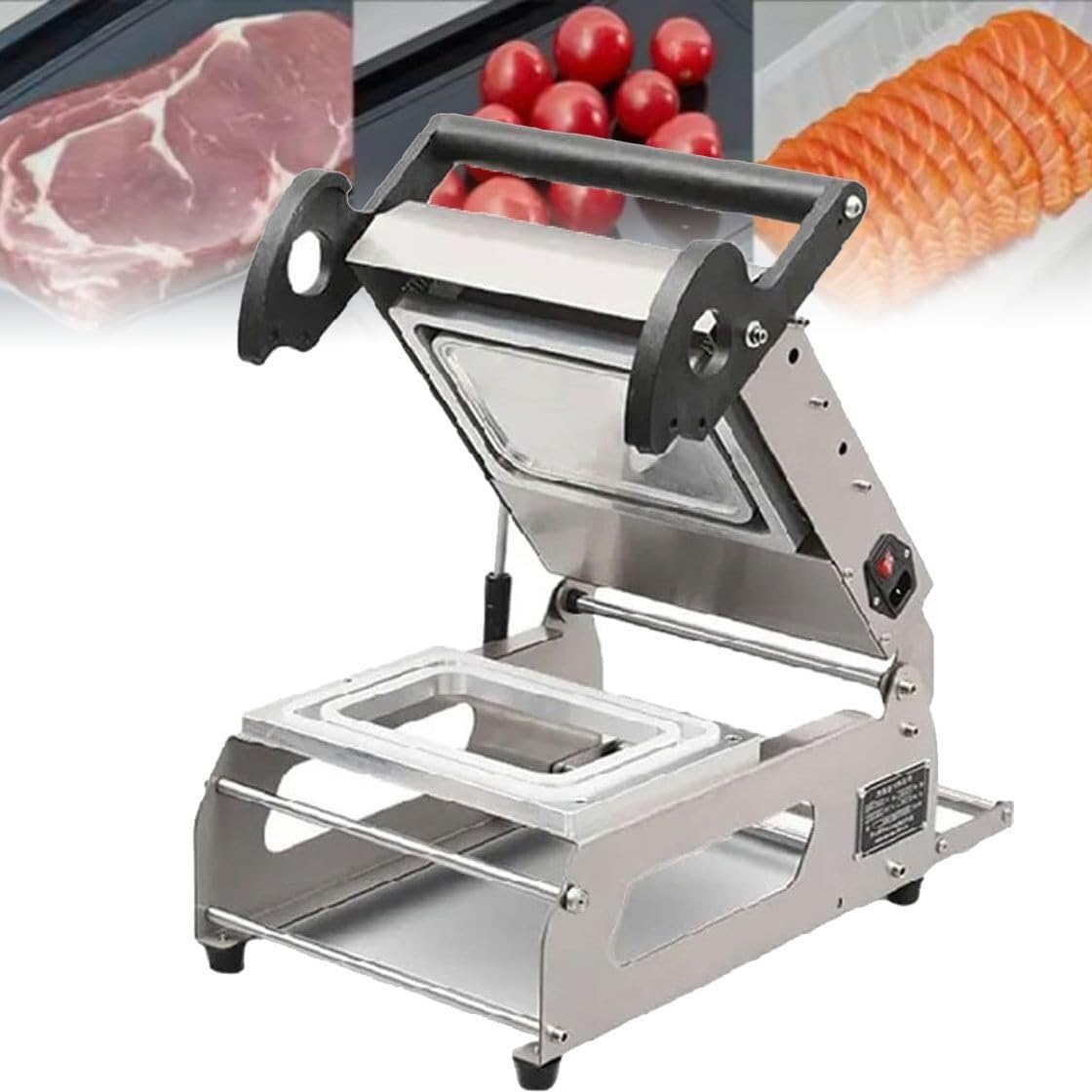 Selladora de cajas de alimentos cuadradas, máquina selladora de alimentos de escritorio, máquina envasadora de cajas for llevar con prensa manual de 600 W, 7, 8 veces por minuto, for pasteles, bento