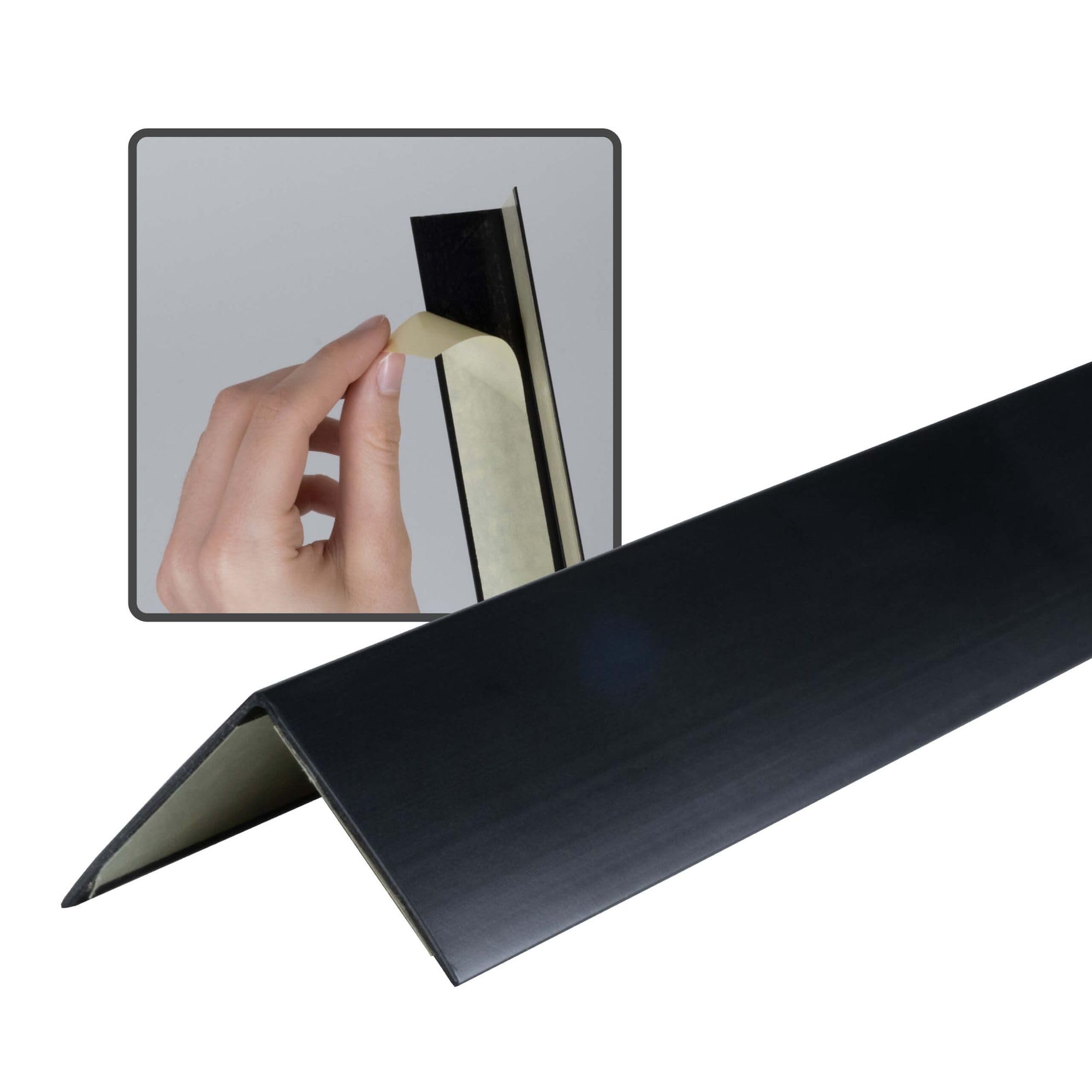 Dalsys 150cm Angle Profile self-Adhesive PVC 30x30mm, Black Corner Protection Profile, Corner Strip, high Edge Protection wall