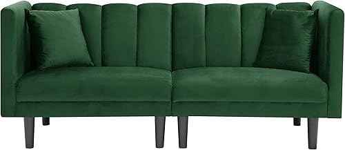 Miniatura 4 de LCH Sofá de tela moderno de 66.9 pulgadas, base de madera tapizada, muebles de diseño de dos cojines adecuados para espacios pequeños, sala de