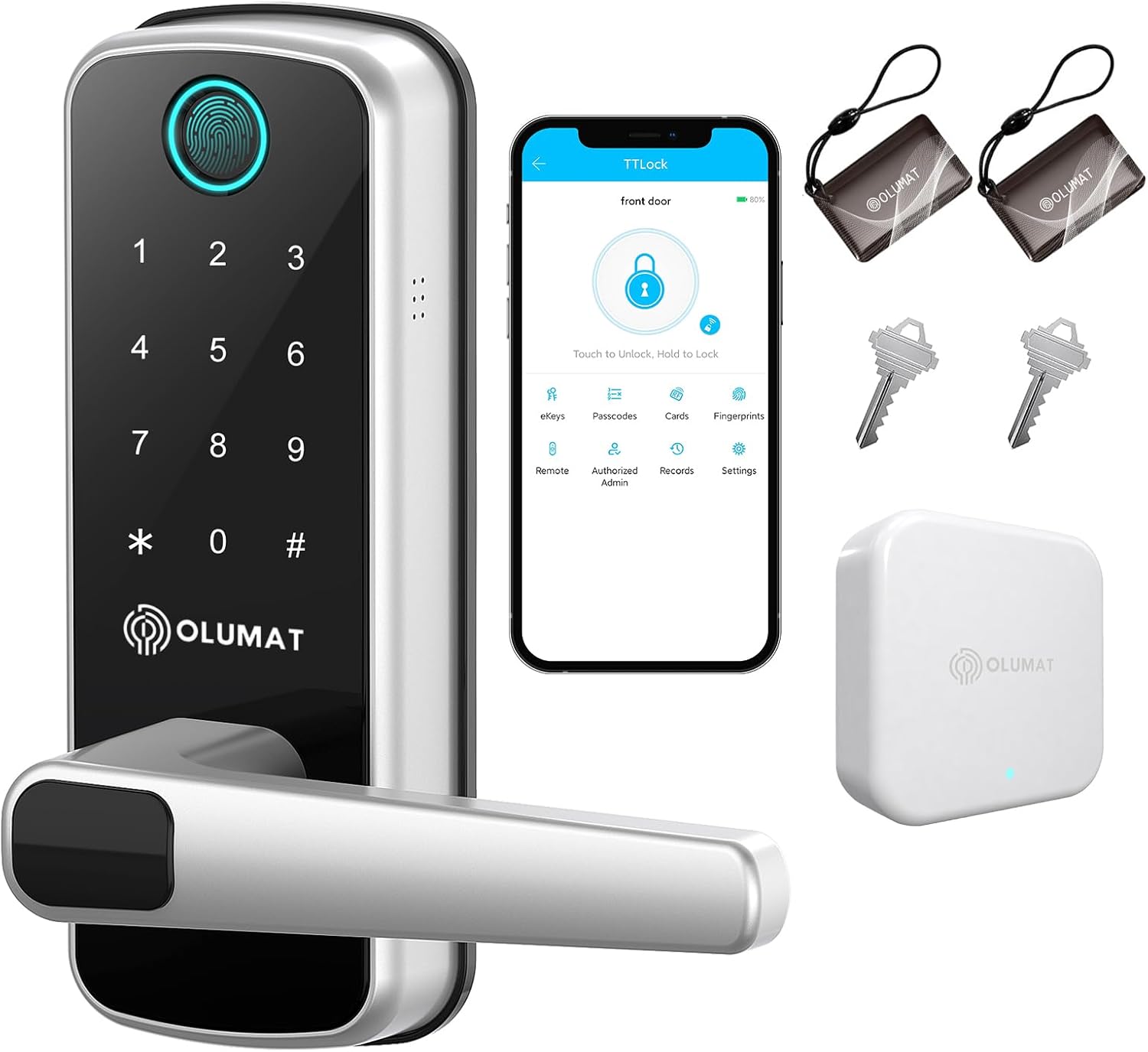 Smart Door Lock with Handle Olumat Keyless Entry Door Lock with WiFi