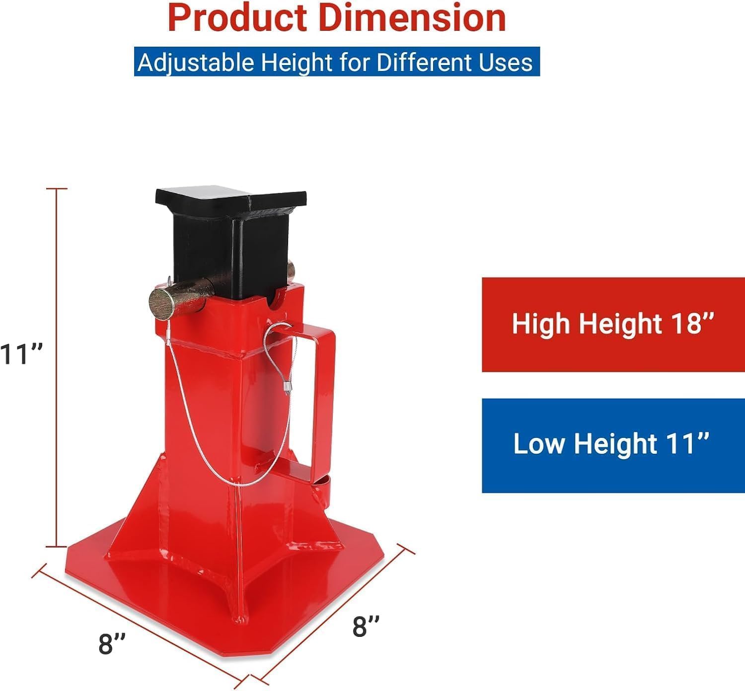 Heavy-Duty Pipe Jack Stand Adjustable Height 28-52 Inch, Folding Steel Work Stand 2500 Lb Capacity, V Head Pipe Rack for Truck, Automotive Tools, Welding & Construction Projects