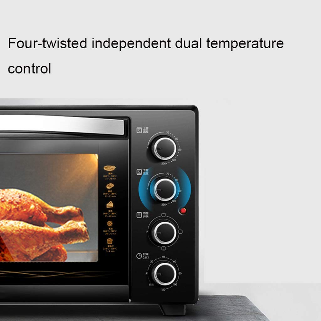 Mini forno da 35 l, temperatura regolabile 0-230 ℃ e 120 minuti, a quattro strati, forno elettrico automatico multifunzione per la cottura di torte e pane con accessori