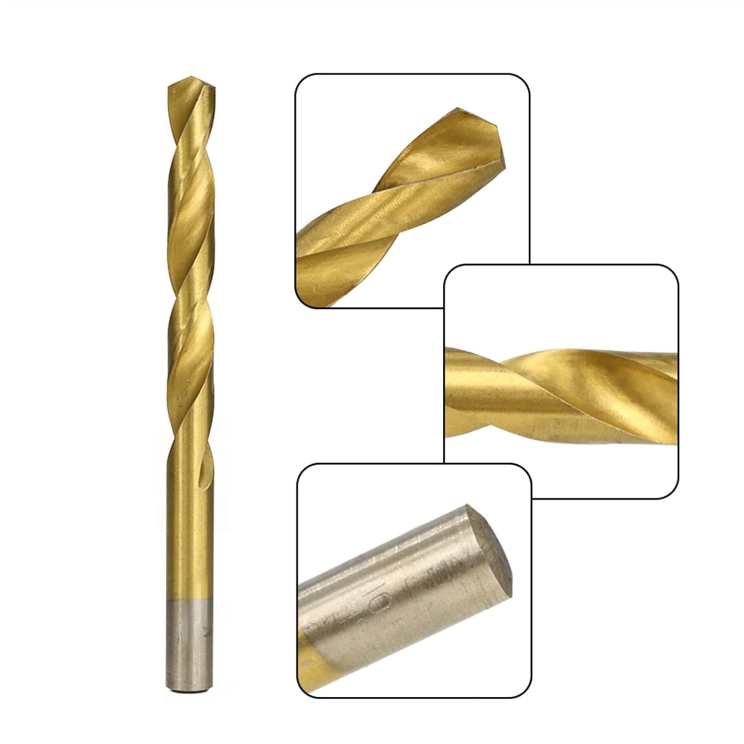 Twist Drill Bit 1.5-12mm Coated Gun Hole Wood Metal Set Woodworking Tool 13Pcs/Set(13pcs 2-12mm)