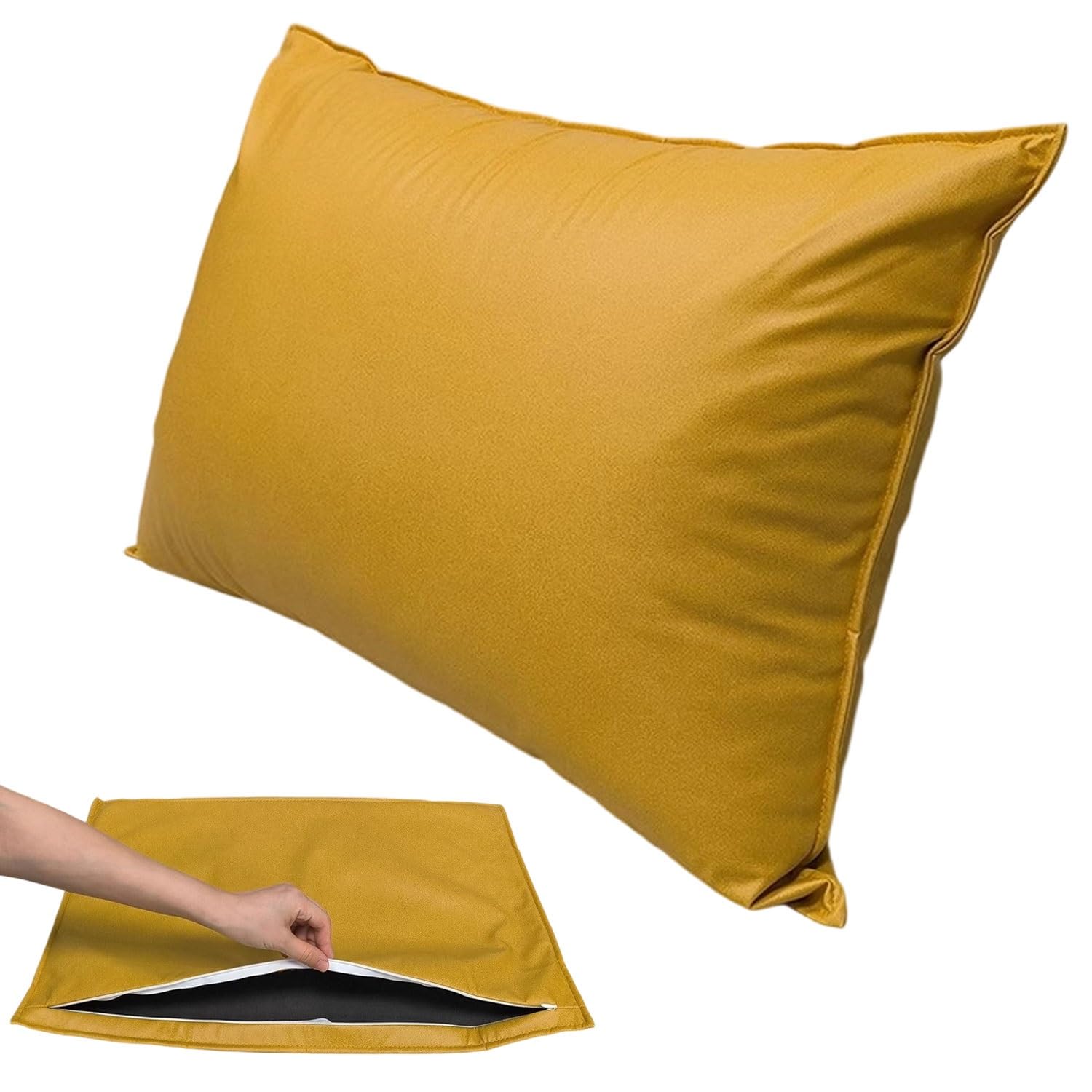 Super King Size Pillow Cases - Rectangular/Square Extra Large Cushion Covers 45 x 45 50x50 60x60 80x80cm with Invisible Zipper Decorative pillowcases for pillows Sofa Couch(Yellow,60x60cm) — image 1