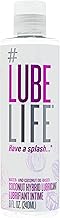 LubeLife Coconut Hybrid Lube –Water & Coconut Oil Personal Lubricant – Smooth, Skin-Safe Formula with Easy Clean for Privacy & Toys, 8 Fl Oz