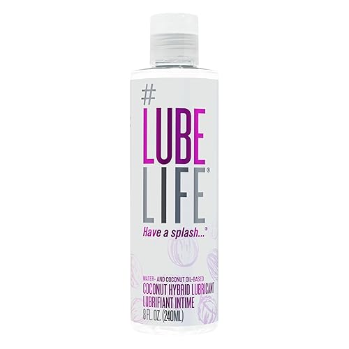 LubeLife Coconut Hybrid Lube –Water & Coconut Oil Personal Lubricant – Smooth, Skin-Safe Formula with Easy Clean for Privacy & Toys, 8 Fl Oz - 8 Fl Oz (Pack of 1) - Coconut Hybrid