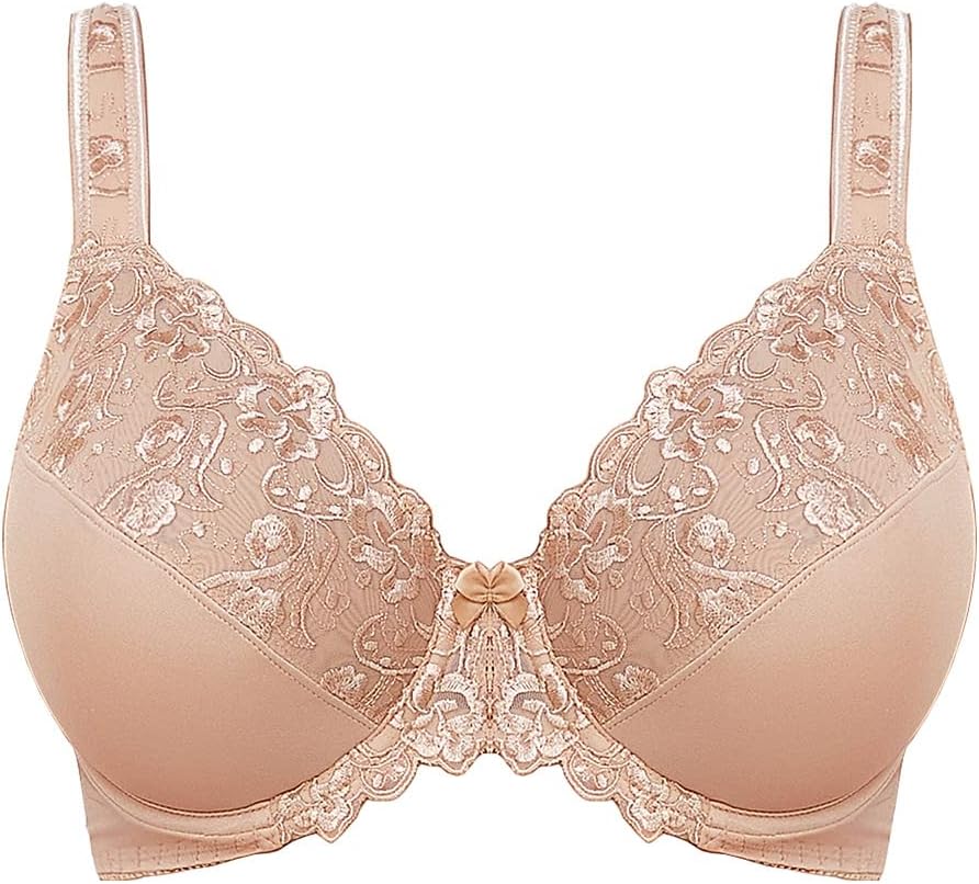 TELIMUSSTO Women's Full Coverage Floral Lace Underwired Bra Plus Size Non Padded Comfort Bra - Image 5