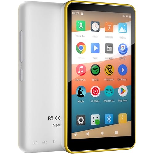 96GB Android MP3 Player for Kids with Bluetooth and WiFi - 4" Touch Screen,Streaming Music&Video Player with Spotify&Google Play Store,FM Radio,Parental Control | DGTenk MP4 Player (Yellow)