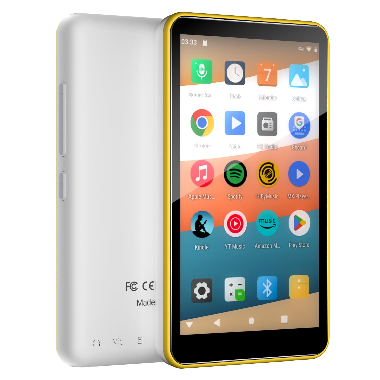 Android MP3 Player for Kids with Bluetooth Yellow