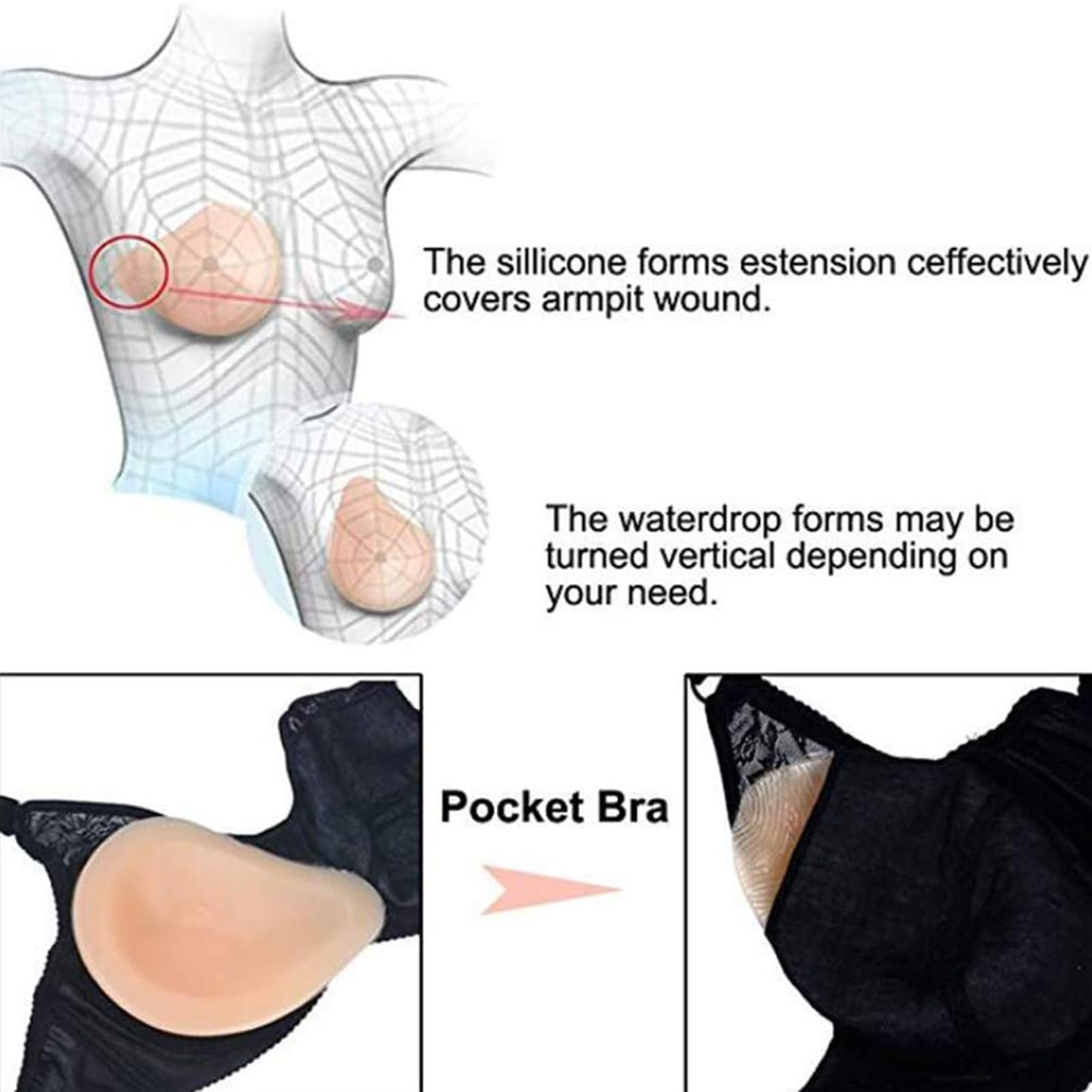 Spiralne Silikonowe Protezy Piersi Samoprzylepne Miękkie Realistyczne Do Mastektomii Transseksualizm Cosplay(400g/pair, Nude)