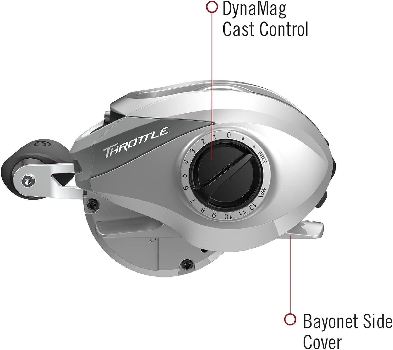 Quantum Throttle Baitcast Fishing Reel, 7 + 1 Ball Bearings with a Smooth and Powerful 6.6:1 Gear Ratio, Zero Friction Pinion, DynaMag Cast Control, and Oversized Non-Slip Handle Knobs