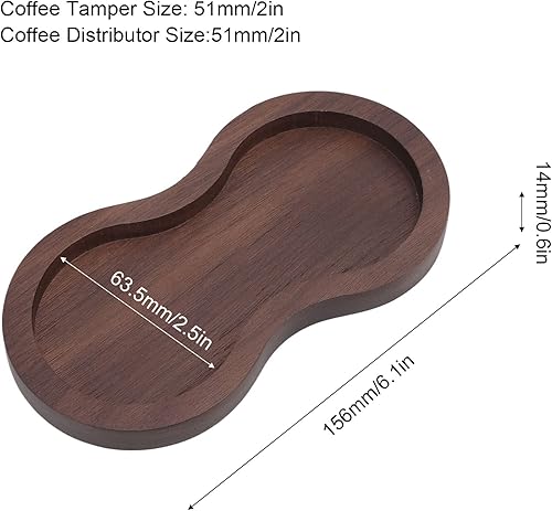 Miniatura 2 de Kit de calibración de martillo de café de acero inoxidable de nogal con base universal para cocina (2.008 in), manipulador de café, distribuidor de