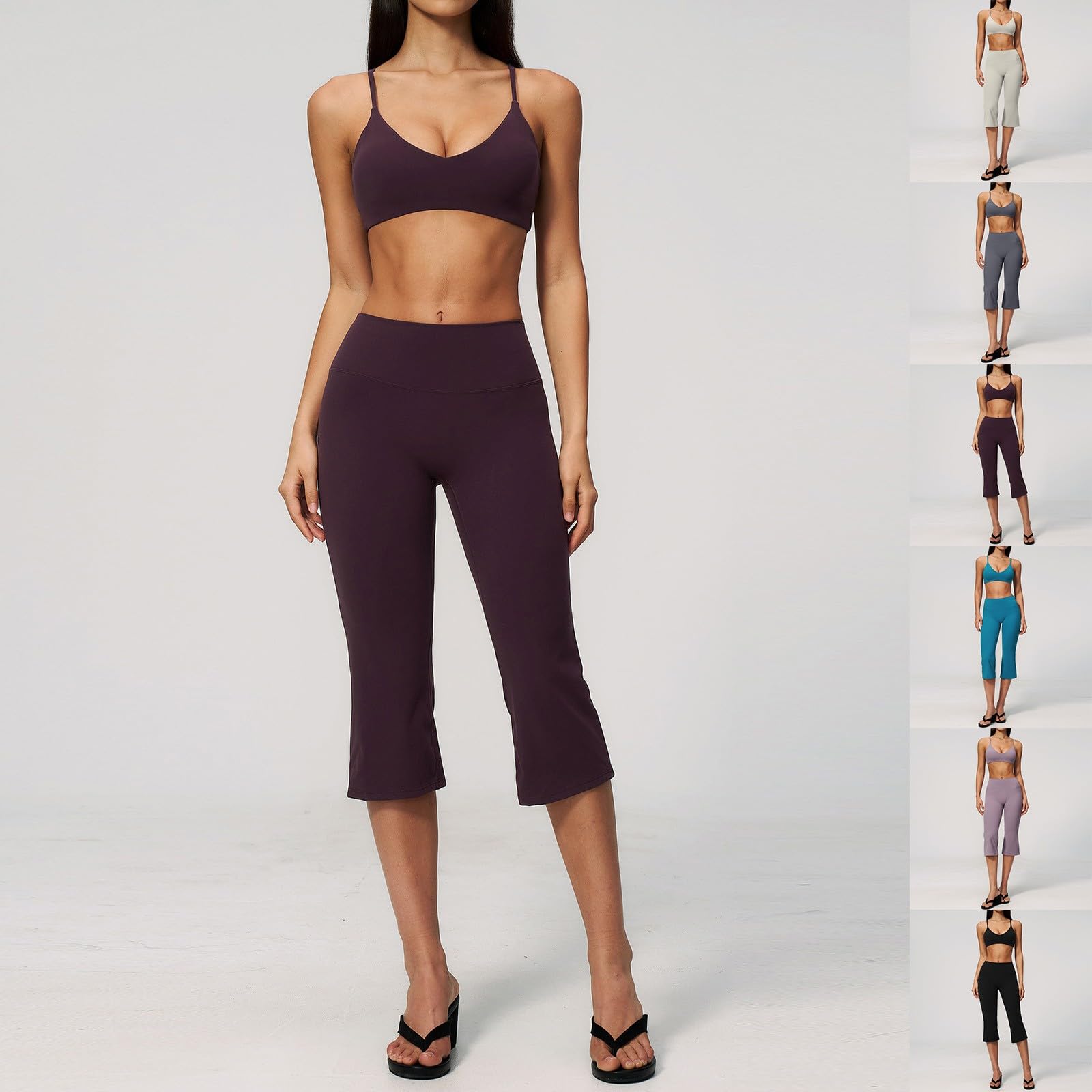 Leggings a 3/4 da donna, estivi, capri, elastici, opachi, lunghi, sportivi, in cotone, a vita alta, per il tempo libero, comodi, taglie forti