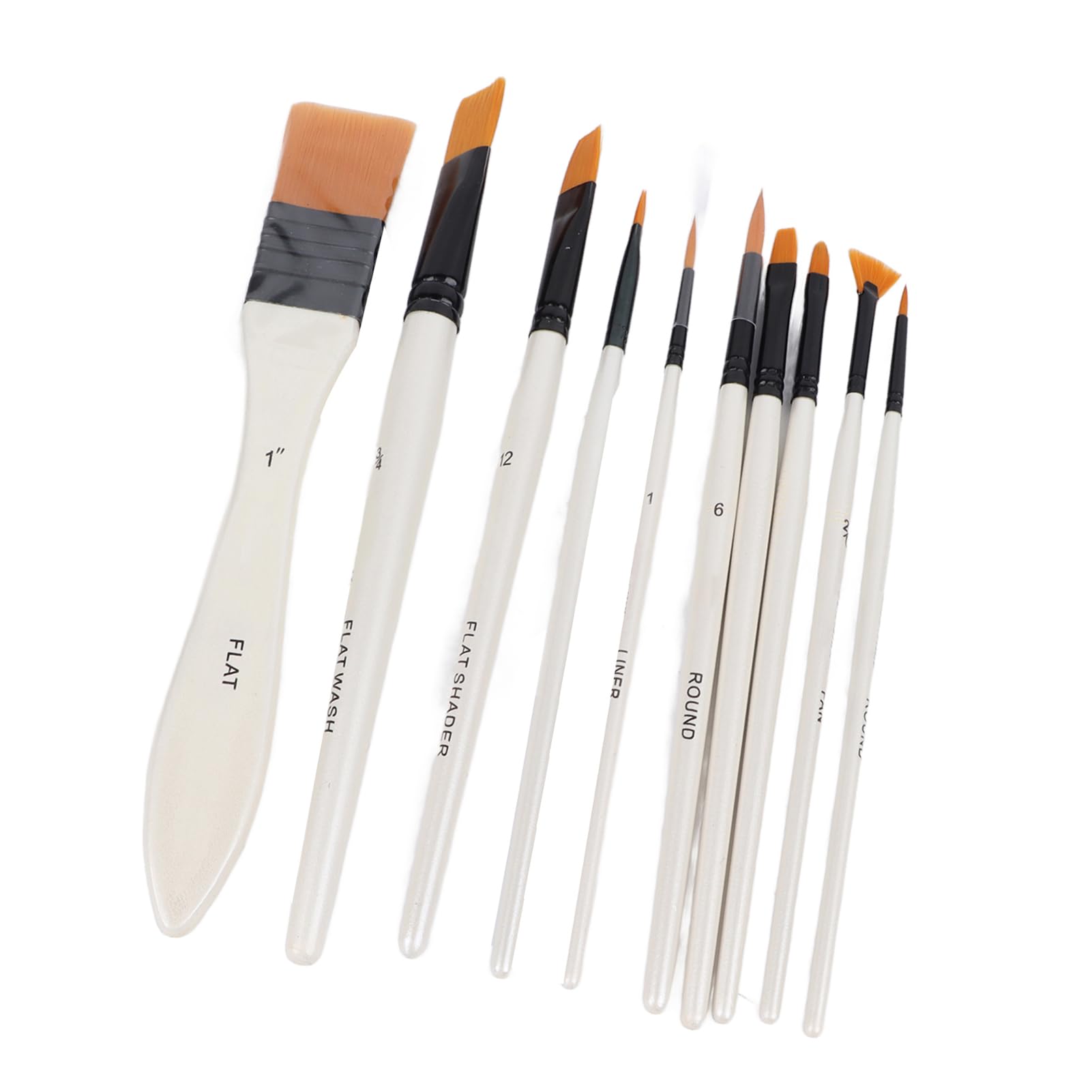 Zerodis Útiles Escolares Juego de Pinceles para Artista con de Madera y Pelo de Nailon Dorado con Bolsa de Almacenamiento para Gouache Acrílico, Acuarela, Óleo, Pintura Artística, 10 Pinceles para
