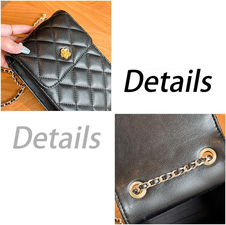 Women Quited Square Flap Shoulder Bag Fancy Chain Strap Clutch Purse Cross-body Satchel Handbag