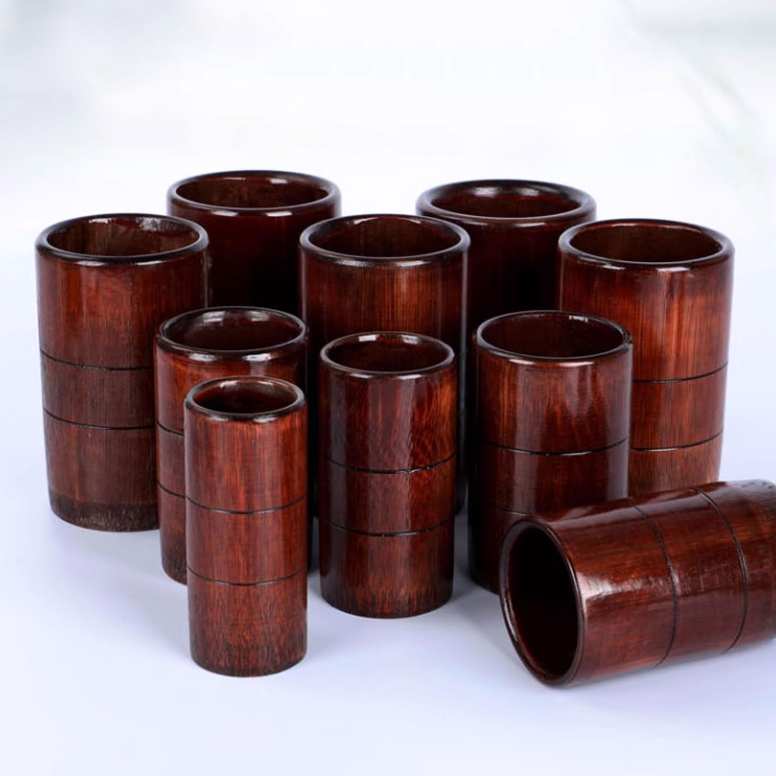 Set di coppette in bambù carbonizzato da 5 pezzi, kit for terapia di coppettazione con fuoco e barattoli in bambù naturale, strumenti di disintossicazione di qualità spa(3.5-4.5cm)