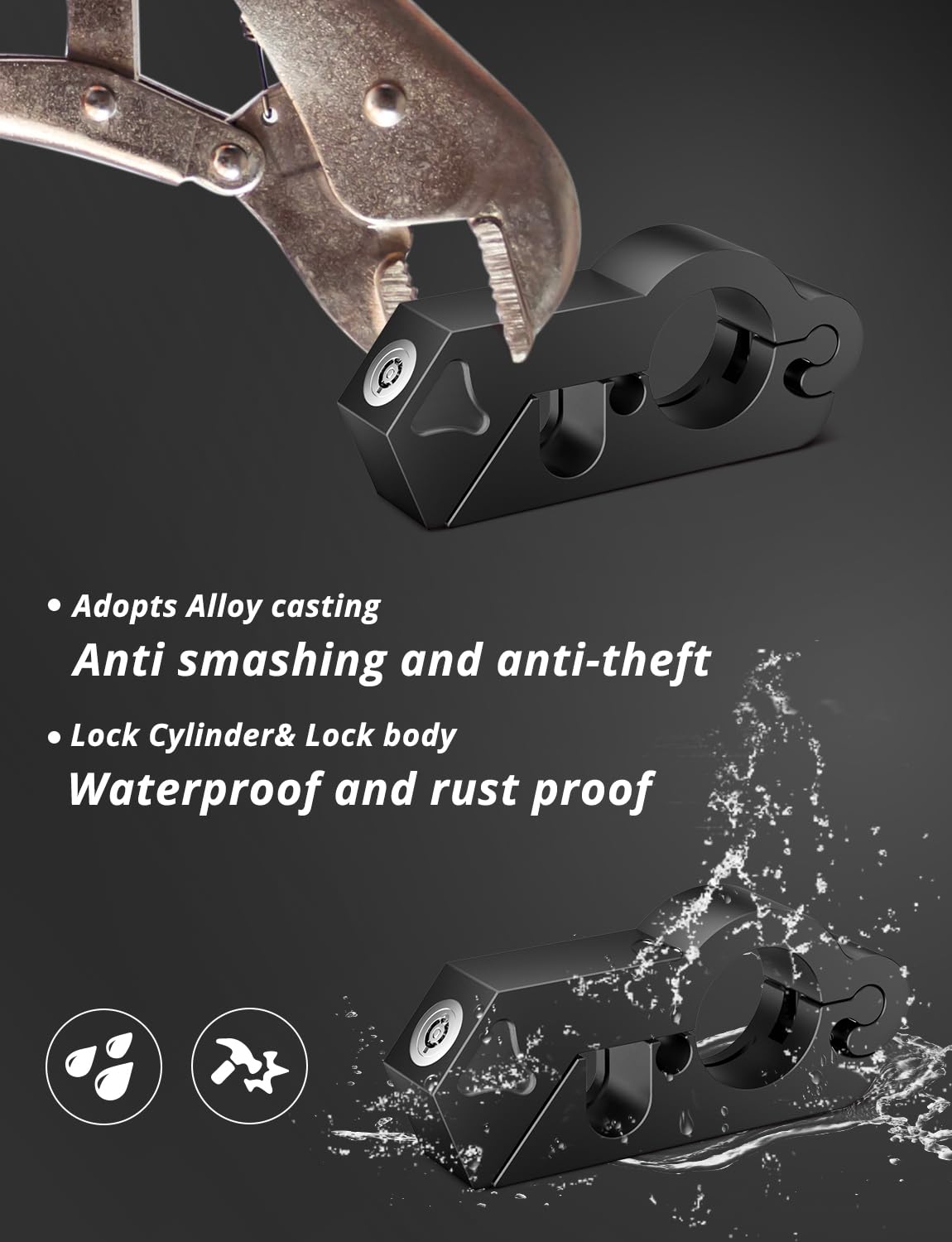 Oasser Motorcycle Lock - Handlebar & Helmet Lock Combo For Bike Theft Protection