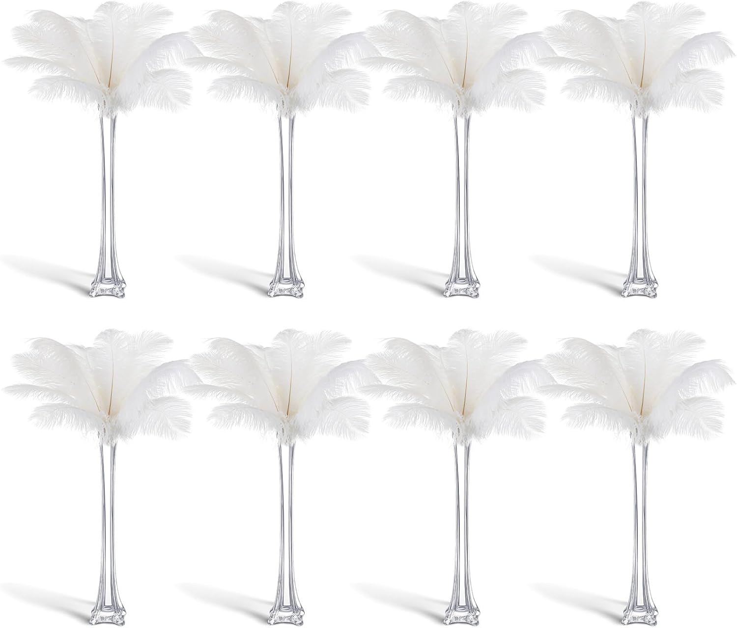 Sliner 8 Pcs Eiffel Tower Glass Vase 16 Inch Clear Tall