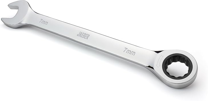 Jaeger 7 mm Ratchet Wrench with Precision Ratcheting and Hardened, Polished Steel for Projects with Metric Tight Spaces