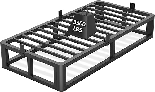Miniatura 10 de Base de cama de metal de tamaño Queen de 10 pulgadas con patas de esquinas redondas y anti-doblado, listones de acero resistente de 3500 LBS, base