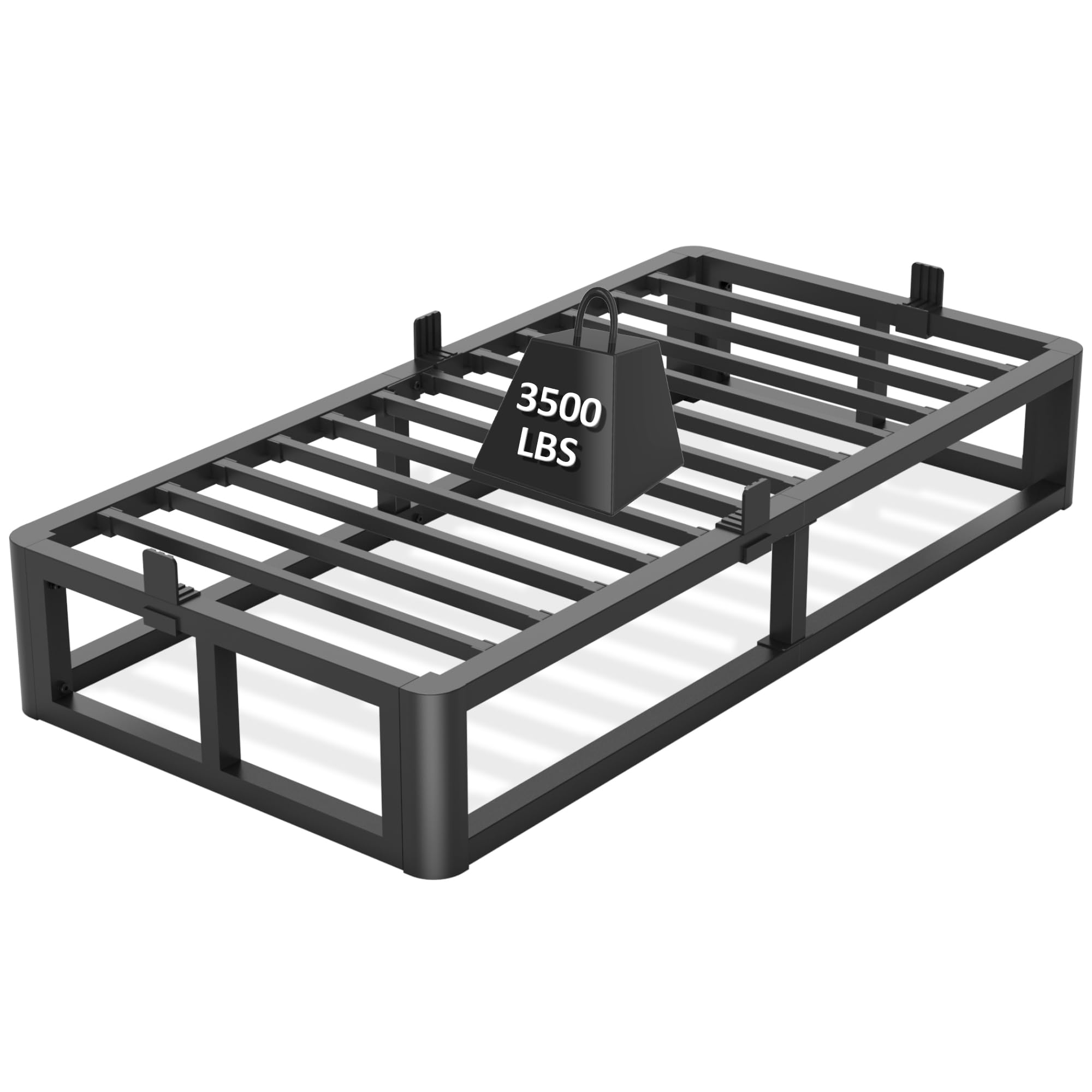 Firpeesy Upgrade Anti Bending and Round Corner Legs 12 inch Twin XL Bed Frame 3500 LBS Heavy Duty Steel Slats Support Platform Metal Bed Frames No Box