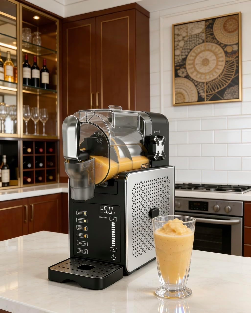 Macchina per Granite 1,9L Macchina per Gelato Soft per Uso Domestico 5 Programmi Preimpostati QuickChill Display LED AutoPulizia Senza Ghiaccio per Bevande Ghiacciate