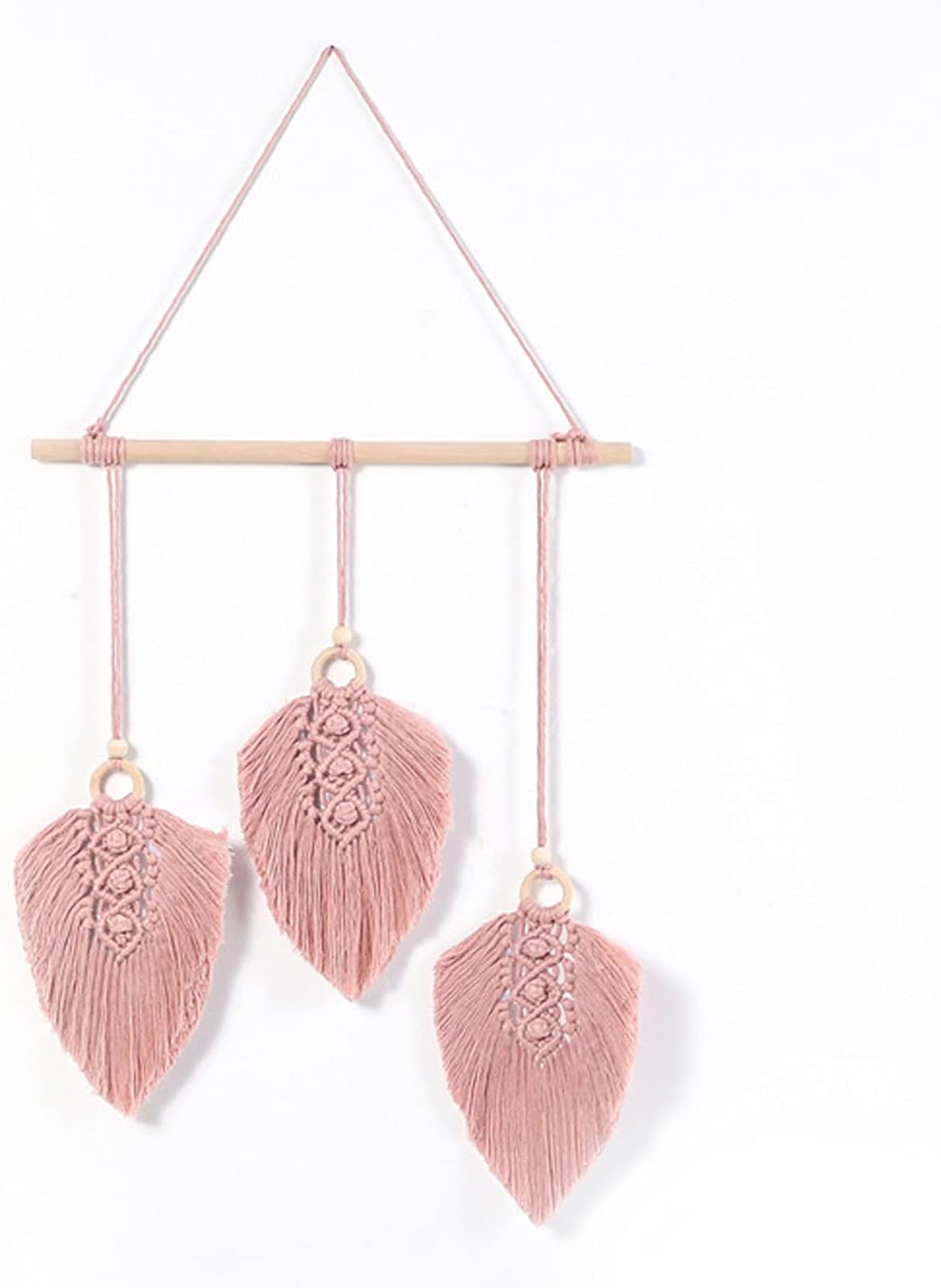 Macrame Wall Hanging Woven Tapestry,Boho Wall Decor with Woven Leaf Tassels,Cotton Cord Wall Boho Chic Bohemian Art for Apartment Bedroom Living Room Decoration Wedding Photo Props