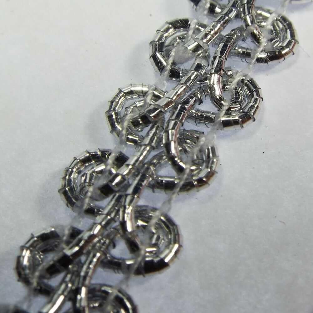 10mm Gimp Braid Metallic Double Scroll Trim Craft 9 Color Buy 1 2 4 Metres 529D, 002 Silver, 4 Metres