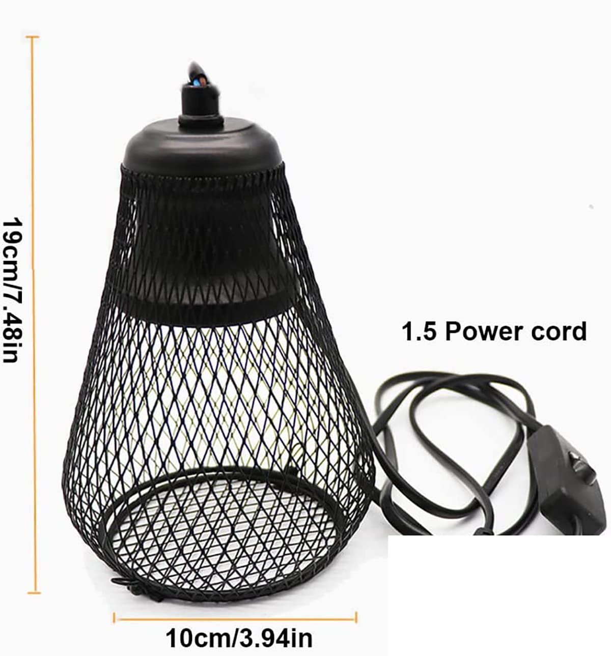 Lámpara Calefacción Reptil, Lámpara Calefacción 25-150W, con Pantalla Lámpara Y Tubo Hierro A Prueba Mordeduras, para Acuario Gallinas Y Lagartos,25W