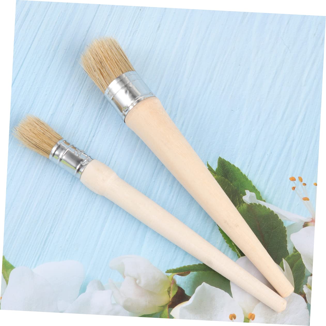 STOBOK 6 Pz Pennello Da Parete Strumenti Per Barbecue Pittura a Cera Stampino Per Mobili Casa Pennello Tondo Per Cera Punta Rotonda Appuntita Colore Bambù Marino a Manico Lungo