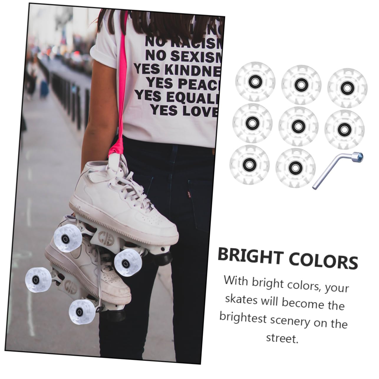 Parliky Skate Wheels for Roller Skates Double-row Light-up Outdoor Wheels Skating Supply for Ages