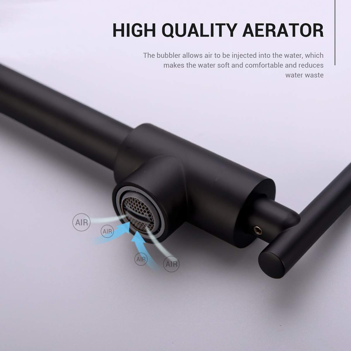 Grifo de llenado de pote KPF-13012B, montado en la pared de acero inoxidable resistente, relleno de olla de cocina con doble articulación elástica plegable brazo oscilante 2 manijas, negro mate