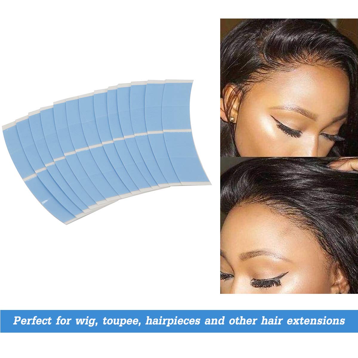 Tape for Lace Wigs Waterproof Double-Sided Strong Adhesive Tape Lace Front Wig Tape C Curve 36 Pieces Blue Color