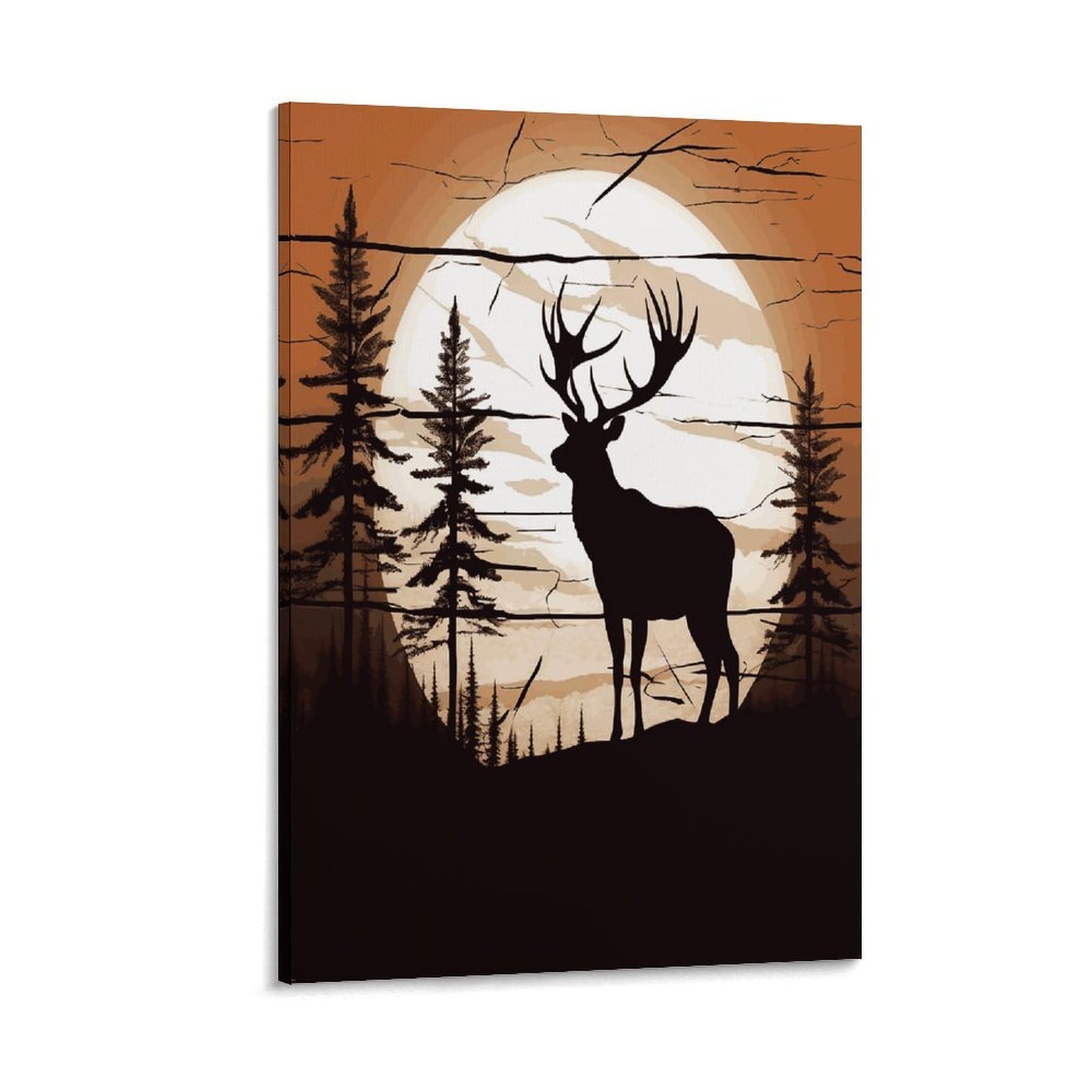 LDGSUPH Wild Elk Silhouette Canvas Wall Art Prints Hangable Decor Painting for Wall Prints Painting Artwork Modern Decorative Artwork Ready to Hang Wall Pictures for Home Decor 20x30inch(50x75cm)