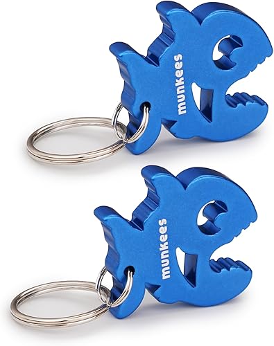 Piranha - Llavero abridor de botellas, paquete de 2 abridores de cerveza de aluminio, accesorios de viaje al aire libre, color azul