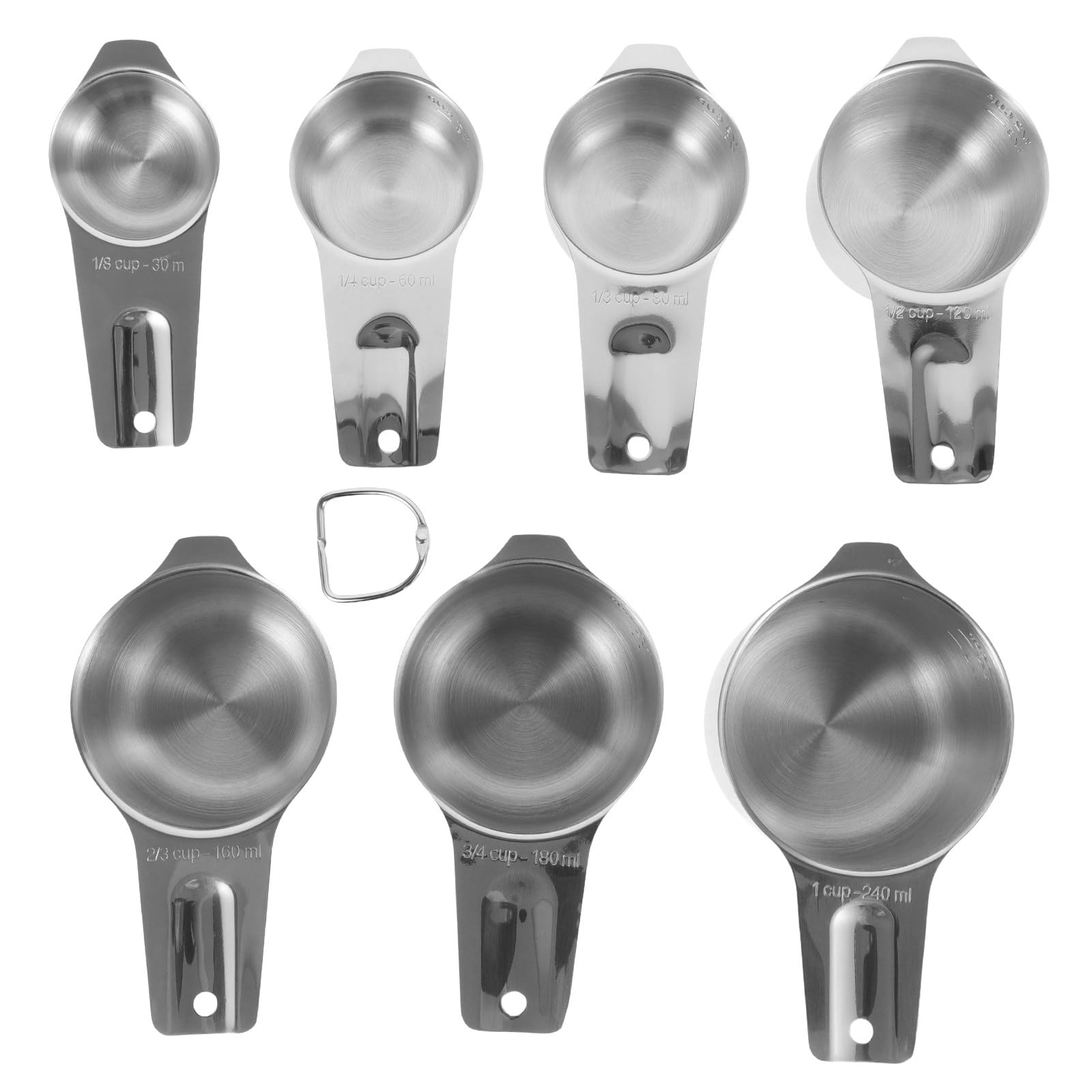 ULTECHNOVO Set de Tasses à Mesurer Design Empilable Facile à en Acier Inoxydable Argenté Capacité 30ml à 240ml Élégant et Solide pour Pâtisserie Cuisine