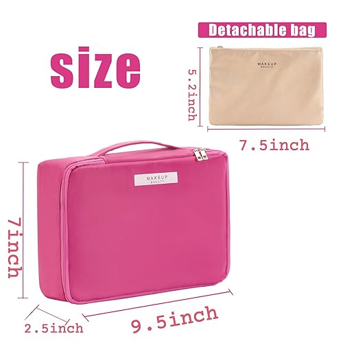 Miniatura 2 de Bolsa de Maquillaje de Viaje Queboom Bolsa de Cosméticos Bolsa de Maquillaje Bolsa de Aseo para Mujeres y Hombres, Rosado, Moda