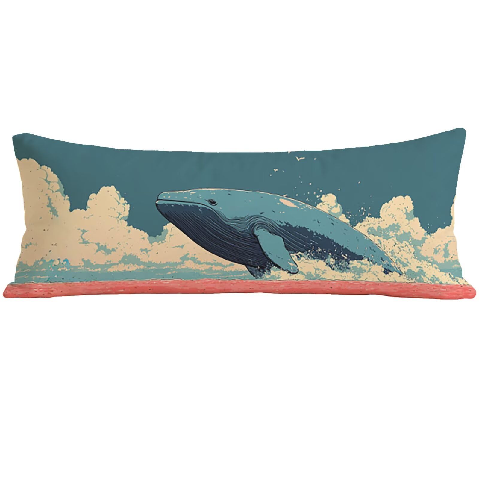 Taie d'oreiller 150x50 dauphin en velours pour lit et canapé