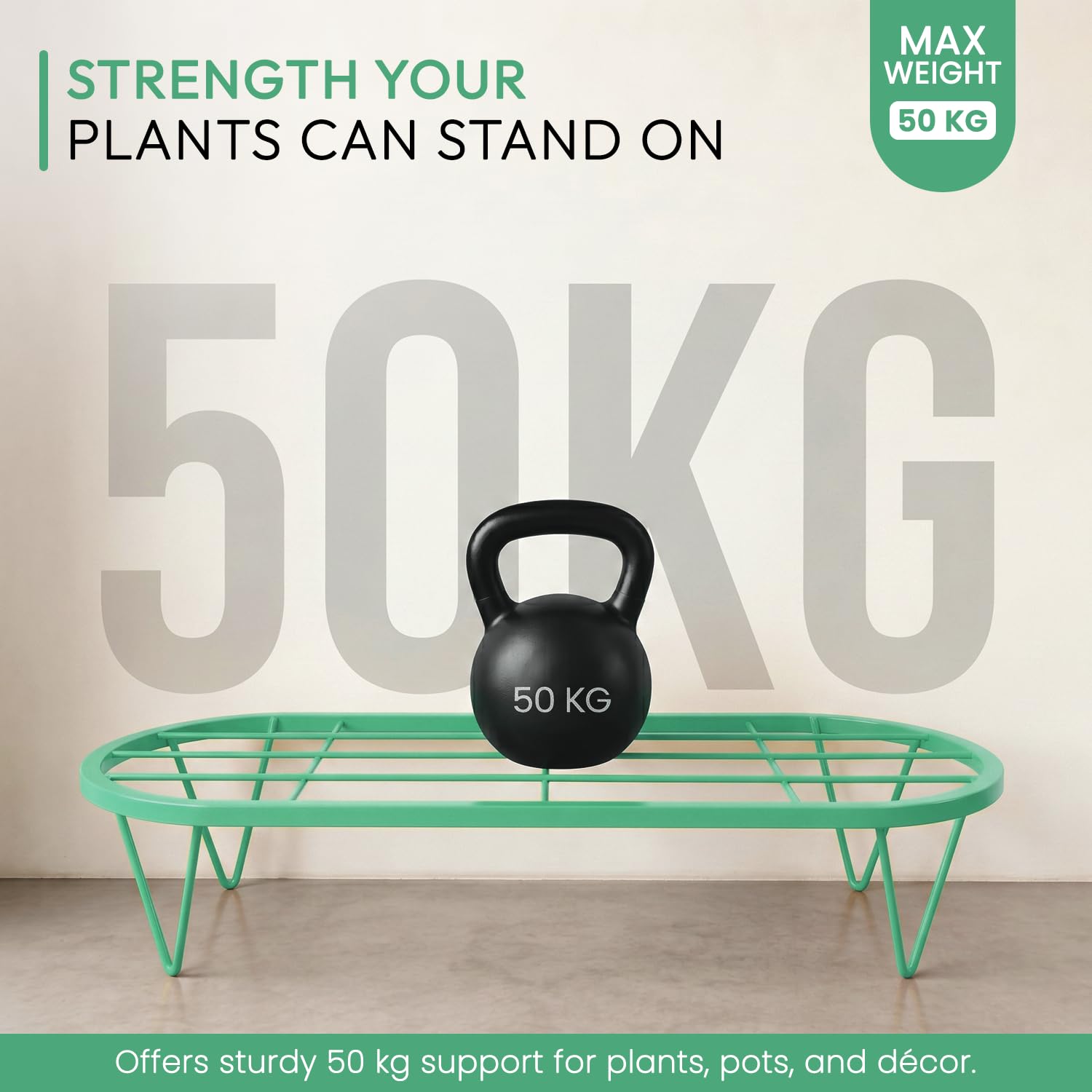 BonKaso Metal Plant Stands - 2 Heavy Duty Stadium Planters -5