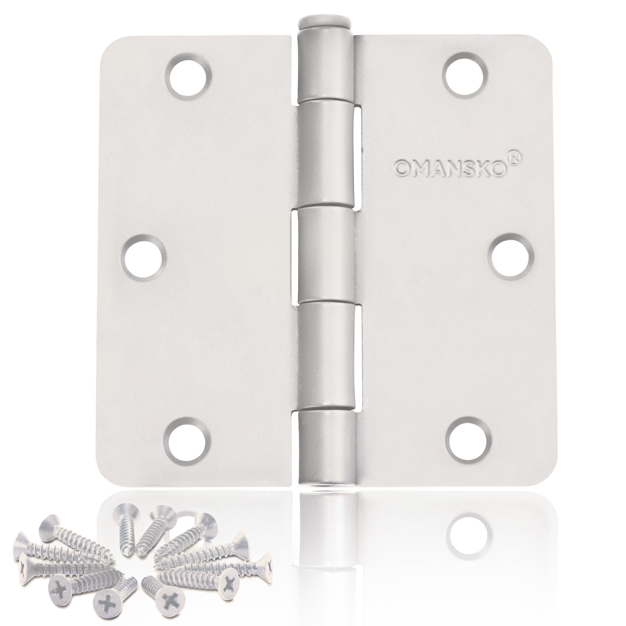 Photo 1 of 6 Pack Door Hinges, 3.5 x 3.5 Inch White Hinges for Wood 1/4'' Radius Corners Interior Hinges, 3 1/2 Inch Door Hinges for Residential Doors