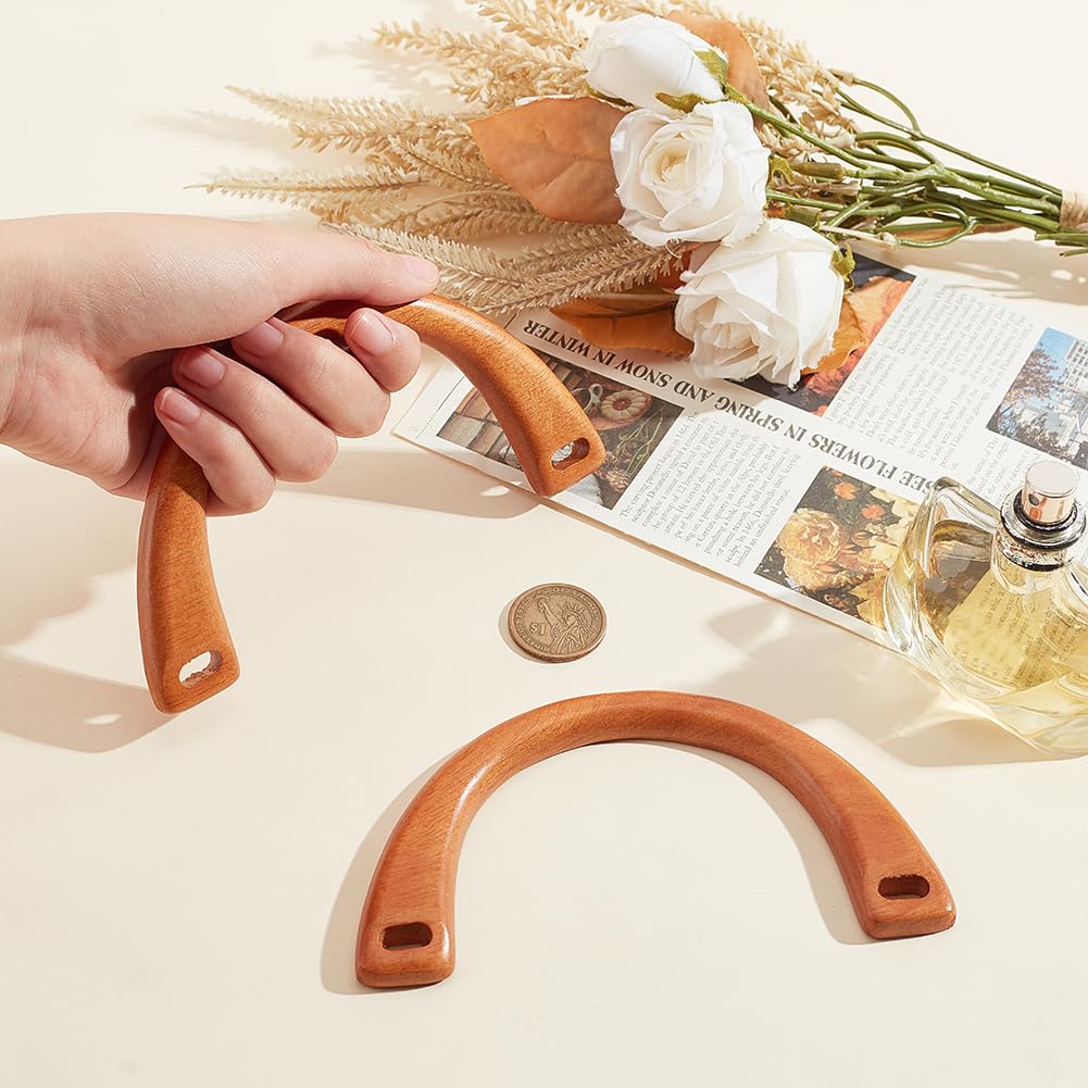 6 Manici Per Borsa In Legno A Forma Di U - 3 Colori, 12x17 Cm, Per Fai Da Te, Borse Spiaggia, Uncinetto