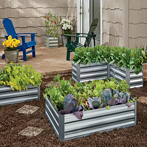 Castlecreek Planter Box, Raised Garden Bed, Galvanized Steel L-Shaped For Outdoor Backyard Gardening, Herb, Vegetable Garden, Flowers #TOP2