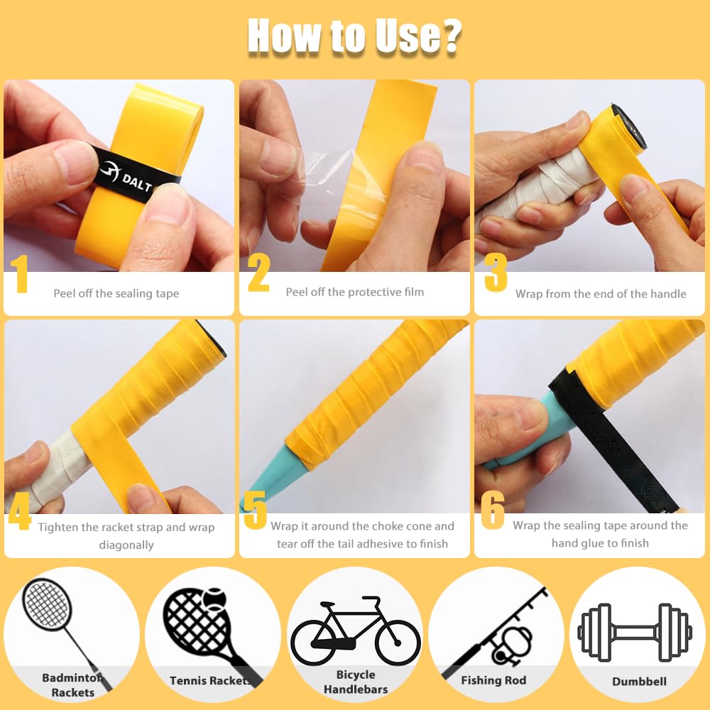 Grip Tennis - Grip Raquette de Tennis Surgrip Overgrip Antidérapant Grip Badminton pour Tennis Raquette de Raquette de Pêche de Badminton Squash