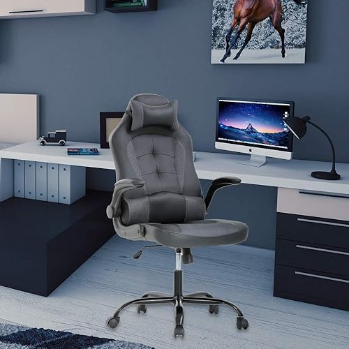 Miniatura 9 de Meet perfect Silla ergonómica para videojuegos, silla de oficina, silla de escritorio, silla de computadora de cuero, soporte lumbar y almohada para