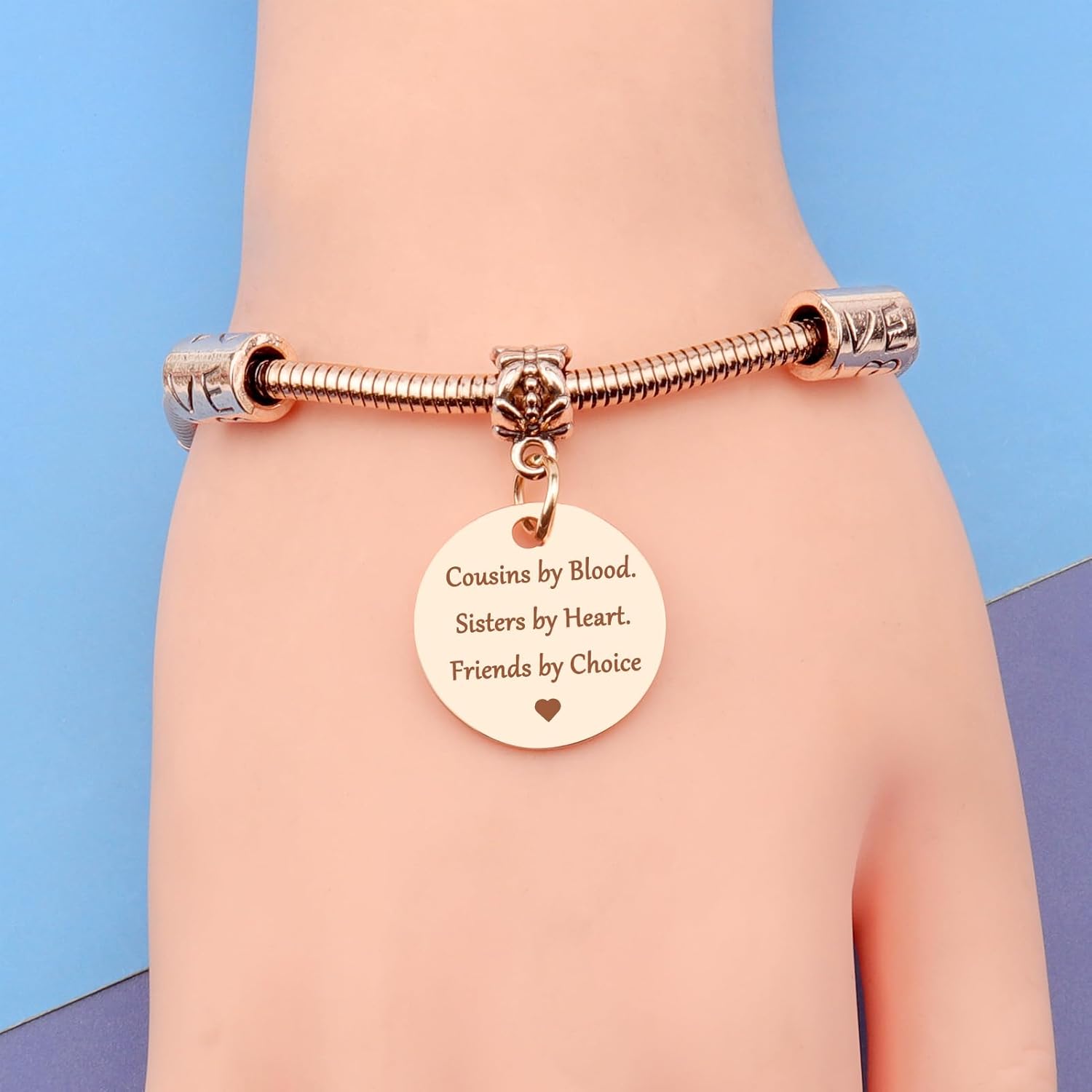 DlaeKua Cousin Gift Bracelet Stainless Steel Christmas Gift for Cousin Birthday Gift Long Distance Relationship Gift for Cousin - Image 2