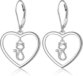 Amazon.com: S925 Sterling Silver Heart Dangle Drop Leverback Clasp