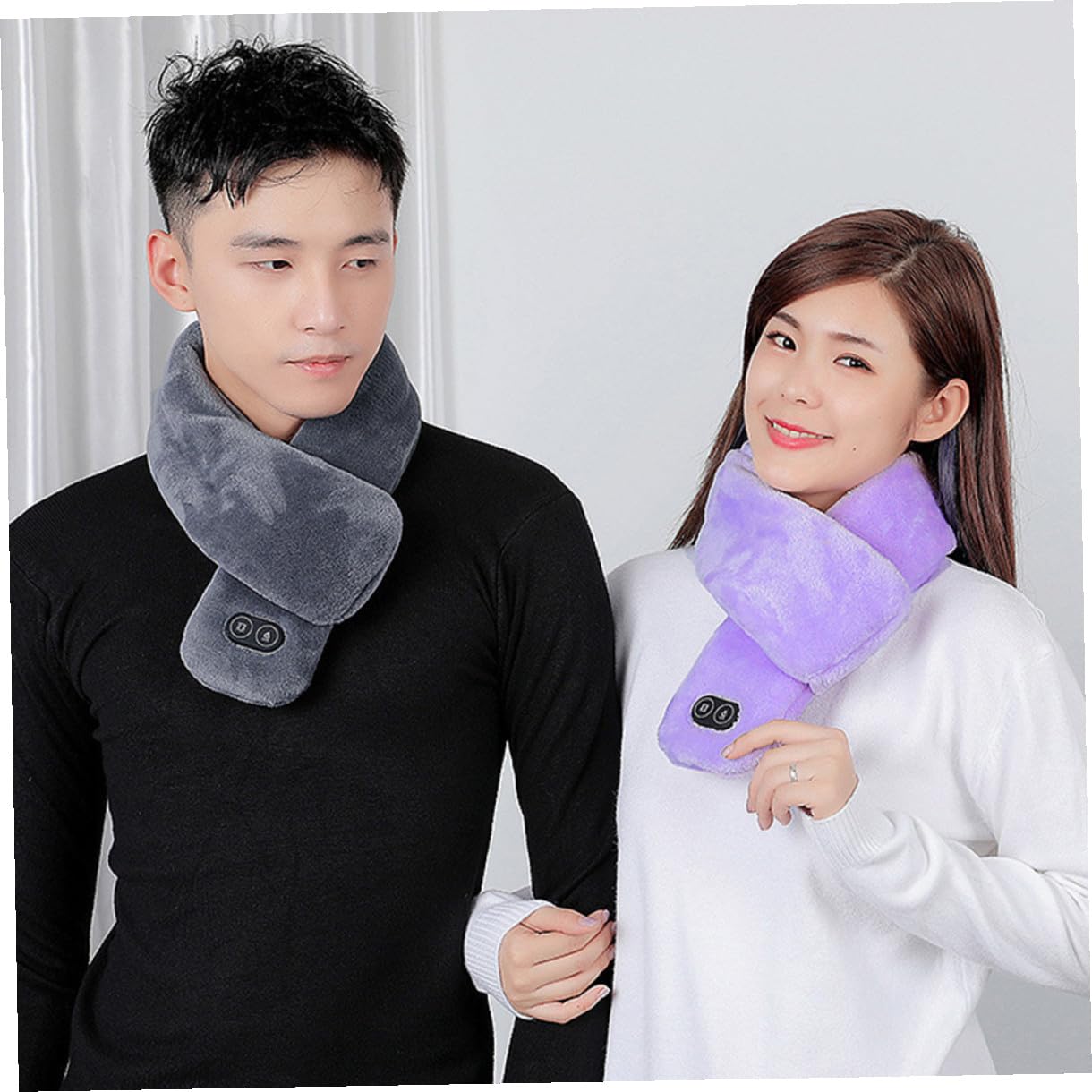 Abaodam Foulard Chauffant D'hiver Souple Violet, Écharpe Chaude pour Cyclisme et Activités Extérieures, Réglable 3 Niveaux de Température, Accessoire Hiver Confortable et Isolant