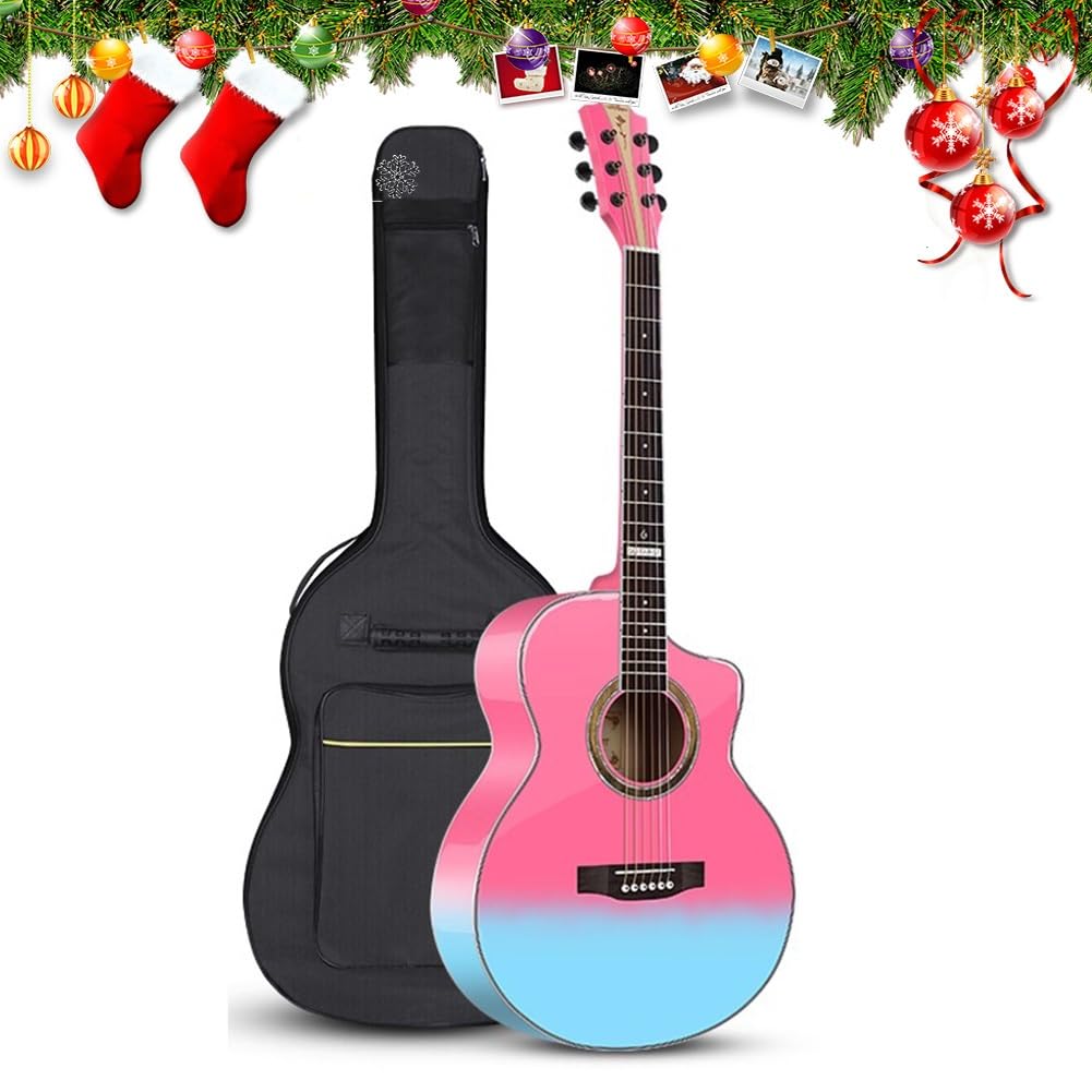 Akustikgitarre Starter Kit mit Gigbag, Saiten, Gurt, Stimmgerät, Stimmpfeife, Plektren, Anfängerpaket, Geschenk