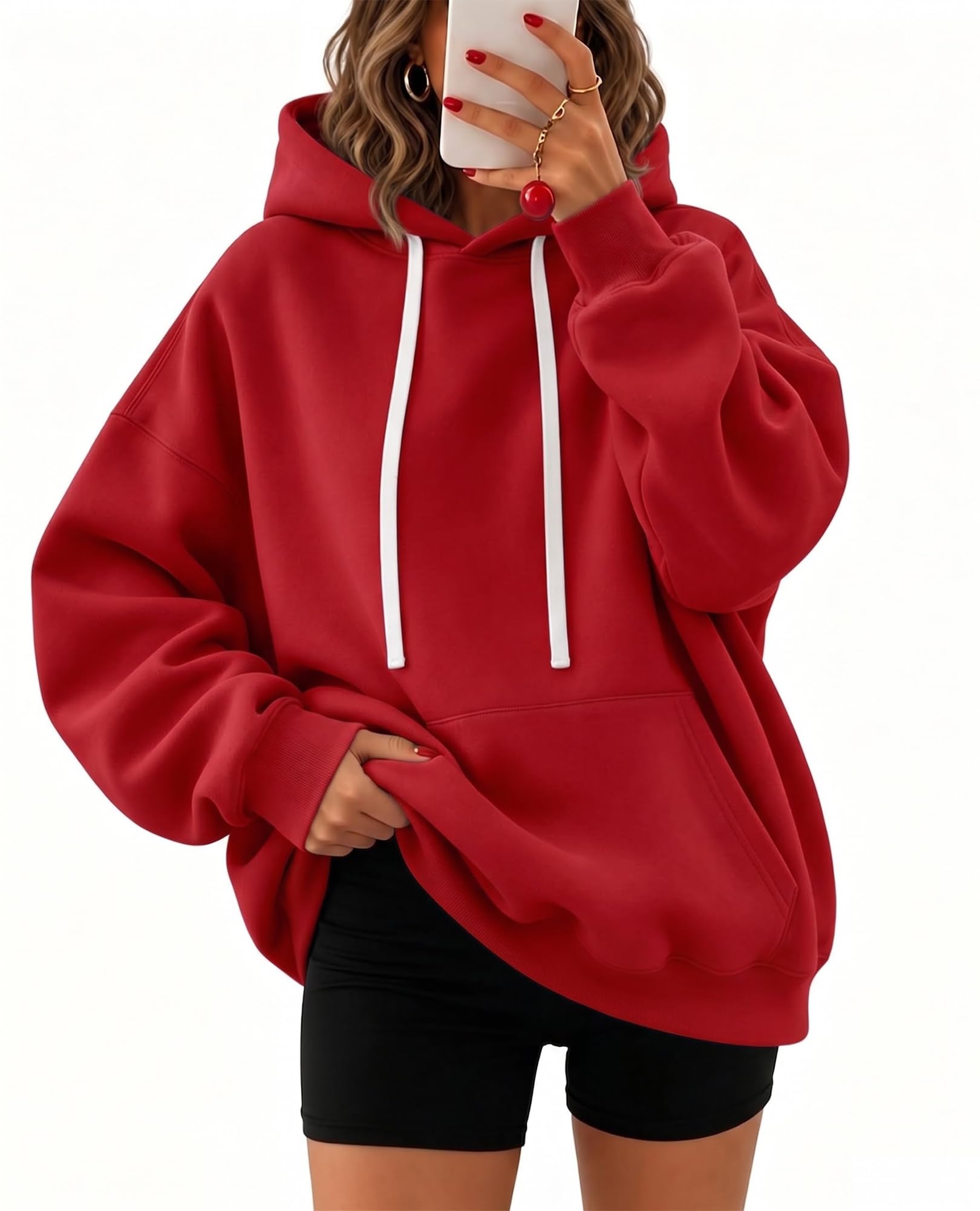 onlypuff Women Oversized Hoodies Fleece Comfy Hooded Sweatshirts